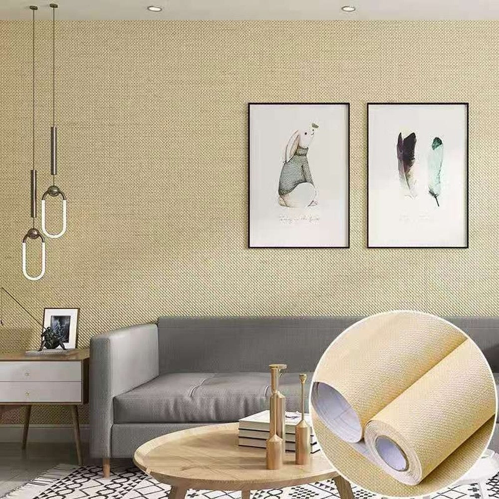 Cloth Wallpaper Self Adhesive  PVC Plain Living Room Linen  Renovation Sticker TV Background Vinyl Contact Paper Home Decor