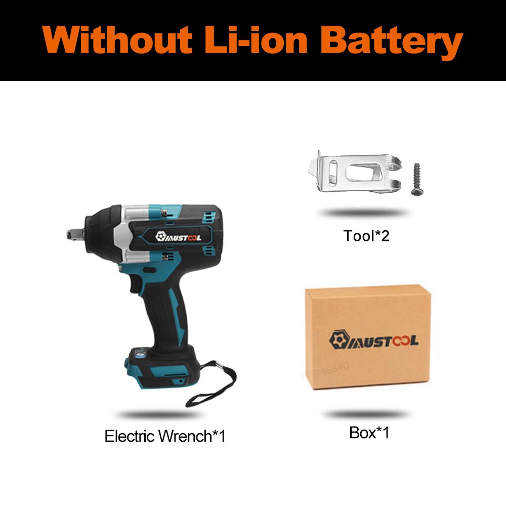 MUSTOOL 1800N.M Torque Brushless Electric Impact Wrench For Trucks 1/2 inch Cordless Wrench Driver Tool For Makita 18V Battery