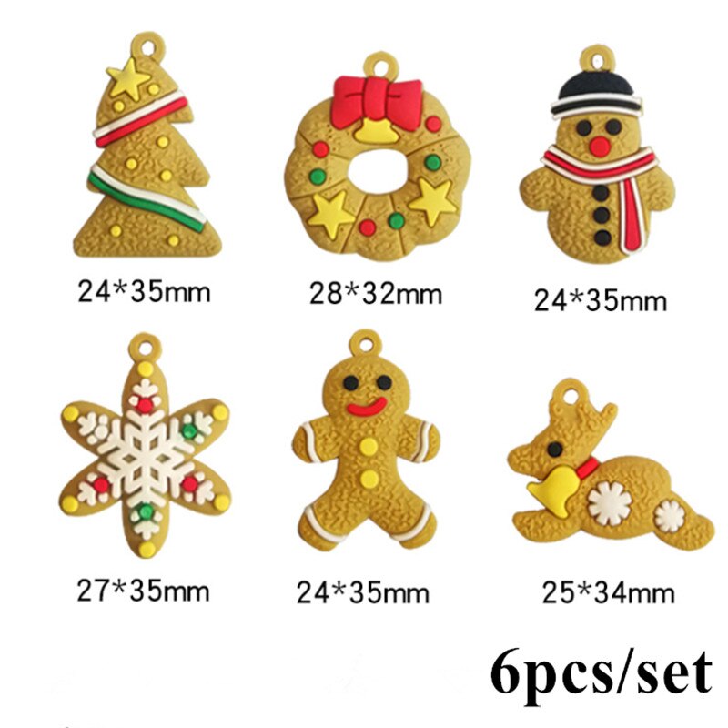 6/11Pcs Gingerbread Man Christmas Ornaments Deer Snowman Chrismas Tree Pendant Decoration New Year Navidad Decor Party Supplies