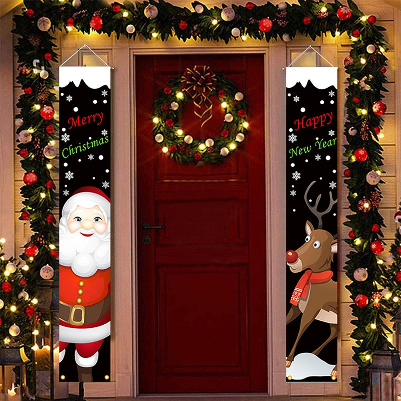 Christmas Couplet Santa Claus Snowman Decoration Oxford Cloth Couplet Support To Make Pictures House Decor Chrismas Supplies