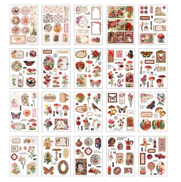 Mr.paper 4 Styles 20Pcs / Set Retro Plant Sticker Book Creative INS Style Hand Account Material Paper Decorative Stickers