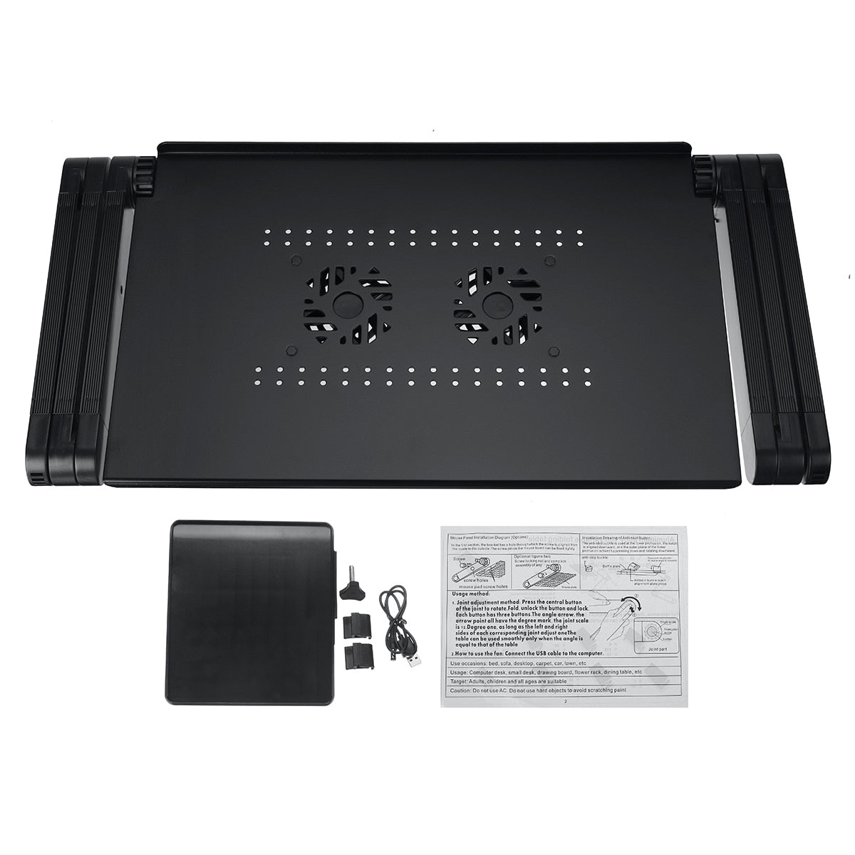 Aluminum Laptop Folding Table Computer Desk Stand for Bed 360 Degree Rotation MultiFunctional Portable Table 52.5x26.4x5cm