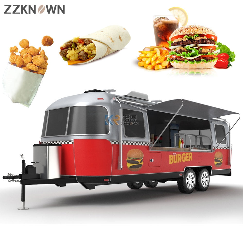 8M Length Custom Airstream Cart Concession Mobile Food Truck Ice Cream Mobile Trailers Catering Truck For Sale