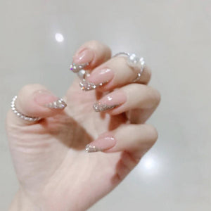 24Pcs/Box Charming Pink Flame Short Ballet Wearable Fake Nails press on Square Head Full Cover Detachable Finished Fingernails