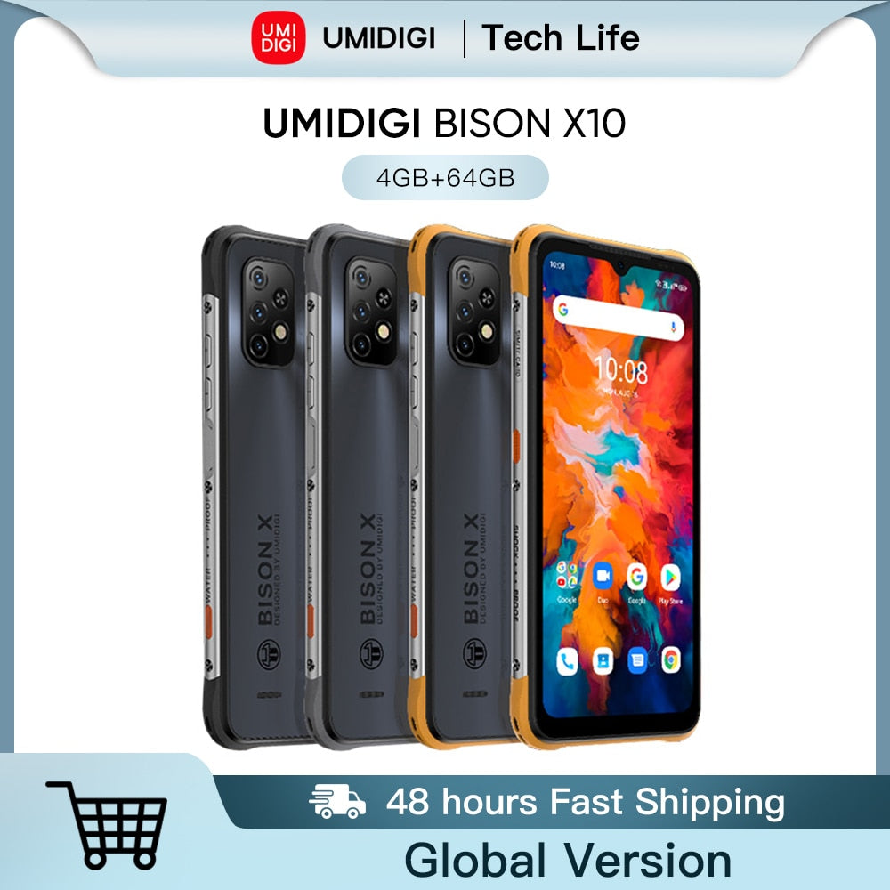 UMIDIGI BISON X10 Global Version Rugged Smartphone IP68&IP69K 64GB NFC 20MP Triple Camera 6150mAh Phone