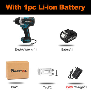 MUSTOOL 1800N.M Torque Brushless Electric Impact Wrench For Trucks 1/2 inch Cordless Wrench Driver Tool For Makita 18V Battery