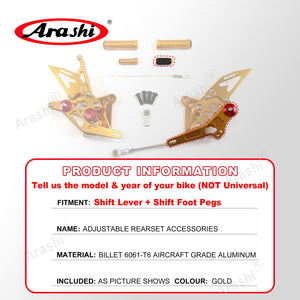 Arashi Spare Parts Adjustable Rearsets Replacement Shift Linkage Lever Gear Selector Motorcycle Footrest Spare Parts Foot Pegs