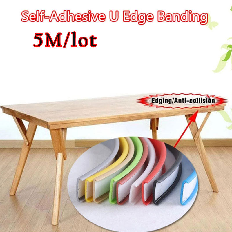 5M Self-Adhesive Edge Banding Tape U-shaped Edge Banding Furniture Wood Closet Decoration U-Shaped Silicone Rubber Seal Strip