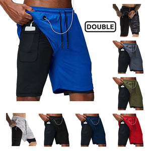 Men&#39;s Running Shorts Camo Gym Fitness Compression Workout Basketball 2 In 1 Tights Quick Dry Training Clothing Sports Shorts Man