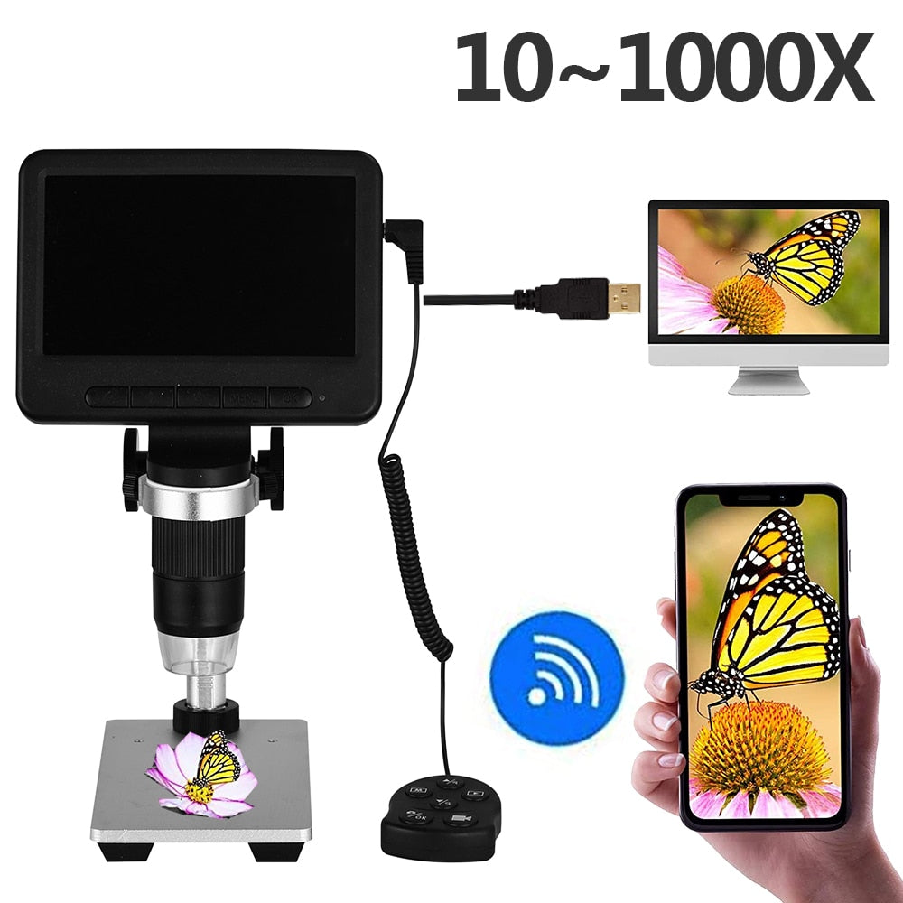 TDKMR 1200X 1080P USB High Definition Electronic Digital Microscope 7 Inch Large LCD Display for Soldering Cell Phone Repair