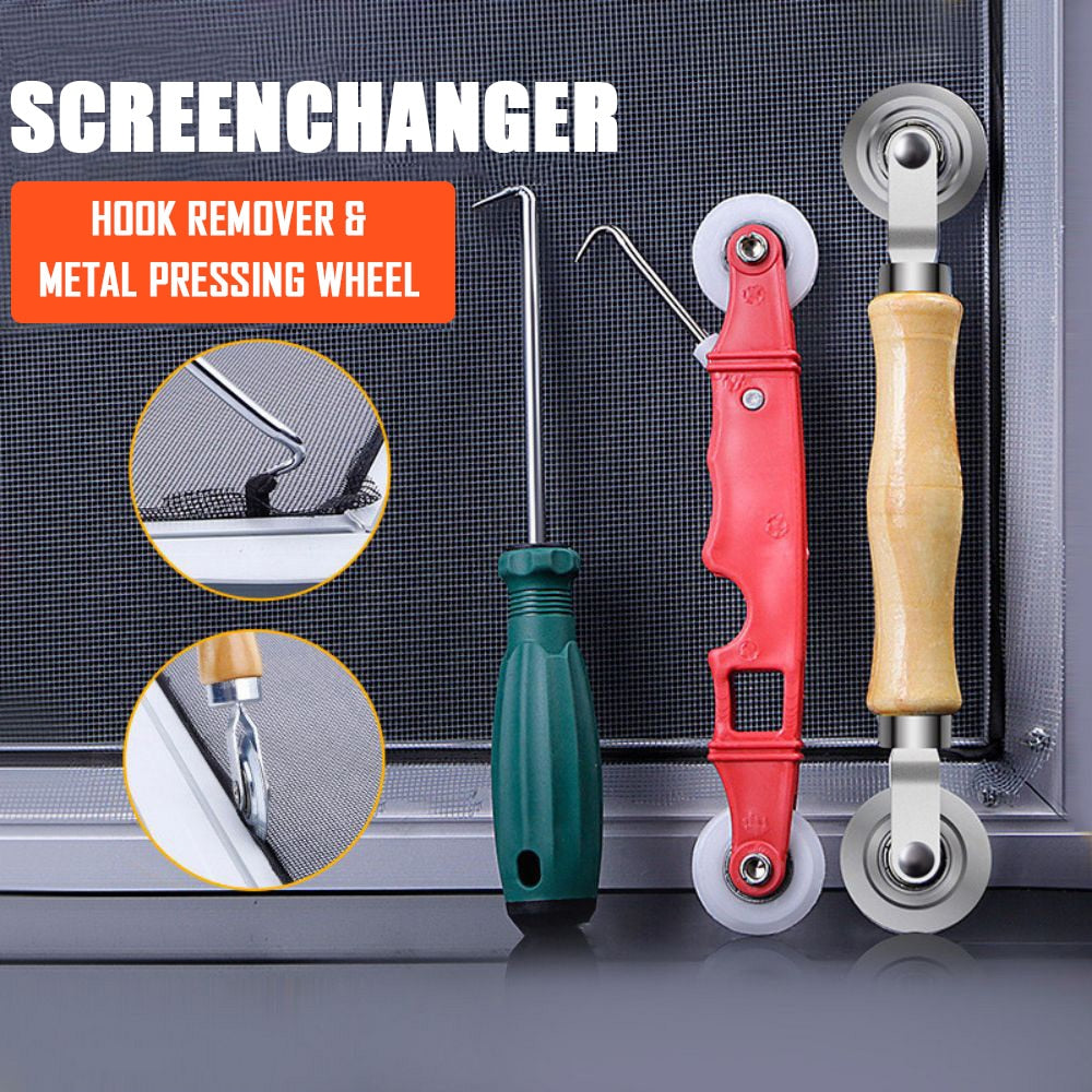 2IN1 Rubber Rolling Wheel Tools Wooden Handle Spline Roller For Renovator Window Installation Screen Door Household Hand Tool