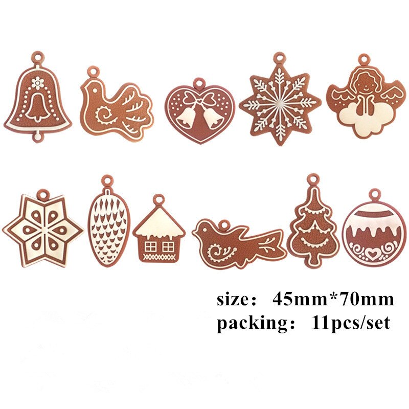 6/11Pcs Gingerbread Man Christmas Ornaments Deer Snowman Chrismas Tree Pendant Decoration New Year Navidad Decor Party Supplies