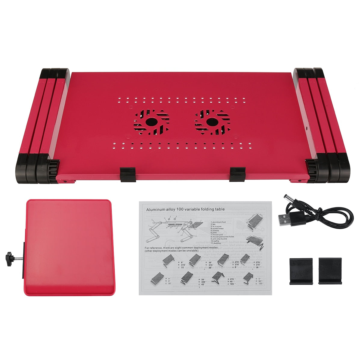 Aluminum Laptop Folding Table Computer Desk Stand for Bed 360 Degree Rotation MultiFunctional Portable Table 52.5x26.4x5cm