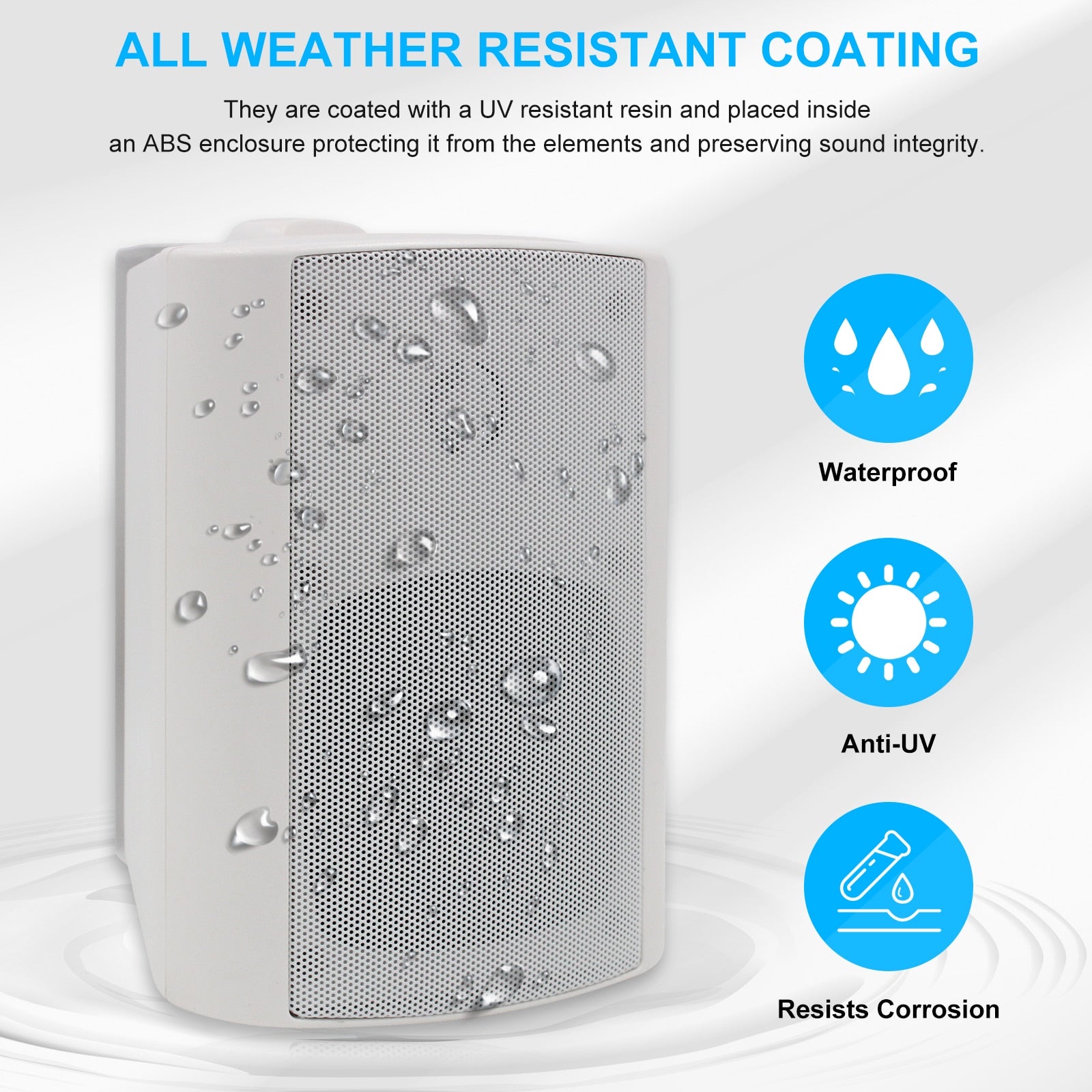 Herdio 4'' Full Range Outdoor Bluetooth Speakers Waterproof Patio Deck Wall Mount Speakers For  Garden Patio Home Swimming pool