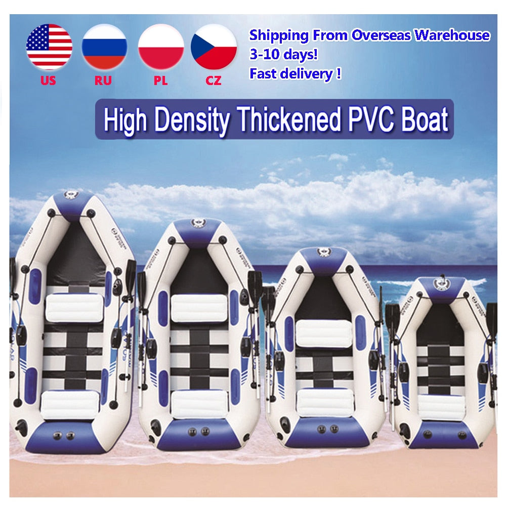 PVC Inflatable Boat 3 Layer Inflatable Fishing Boats Laminated Wear-Resistant Kayak Boats for 2-6 Person Kayak Rowing Canoe
