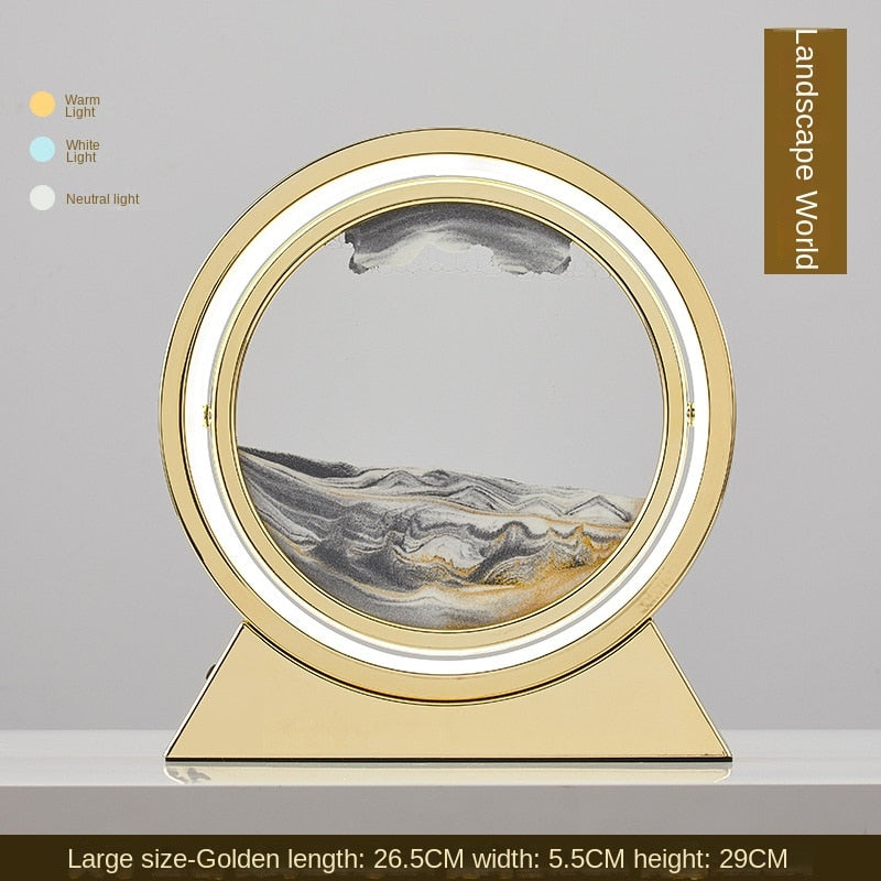 3D Hourglass LED Lamp Quicksand Moving Sand Art Sand Scene Dynamic Living Room Decoration Accessories Modern Home Decor Gift