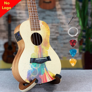 Ukulele Top Solid Acoustic Electric Concert 23 Inch No Logo Color Hawaiian Guitar Ukelele Spruce Mahogany Guitarra