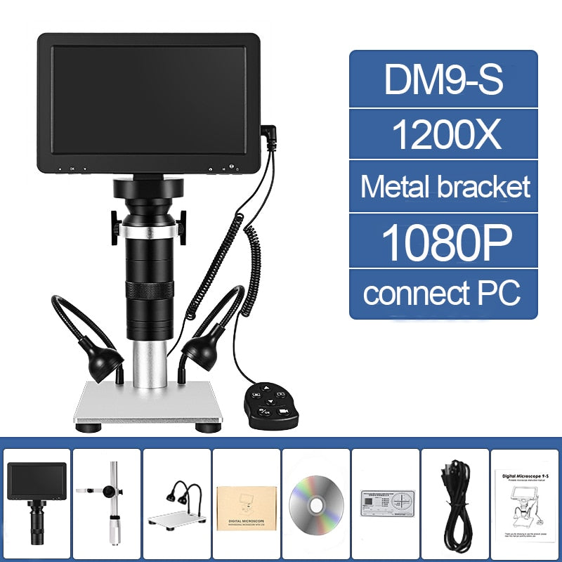 TDKMR 1200X 1080P USB High Definition Electronic Digital Microscope 7 Inch Large LCD Display for Soldering Cell Phone Repair