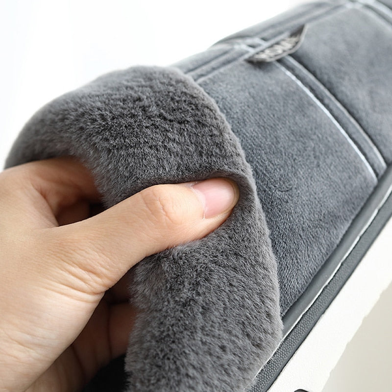 Men&#39;s Slippers Home Antiskid Sewing Suede Winter Indoor slippers Male slipper Plush Cozy House slippers with fur Big size 15 16