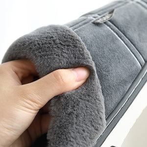 Men&#39;s Slippers Home Antiskid Sewing Suede Winter Indoor slippers Male slipper Plush Cozy House slippers with fur Big size 15 16