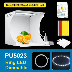 PULUZ Softbox 3 Color light Modes Lightbox Dimmable Led Ring Light Box Photo Lighting Studio Shooting Tent Box 6 Color Backdrops