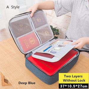Document Bag Large Capacity Travel Passport Wallet Card Organizer Men&#39;s Business Waterproof Storage Pack Home Accessories Item