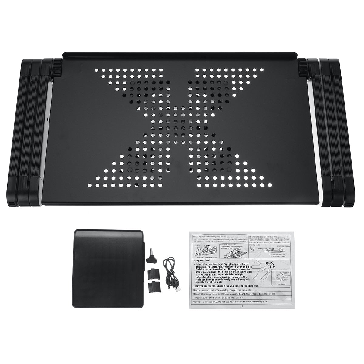 Aluminum Laptop Folding Table Computer Desk Stand for Bed 360 Degree Rotation MultiFunctional Portable Table 52.5x26.4x5cm