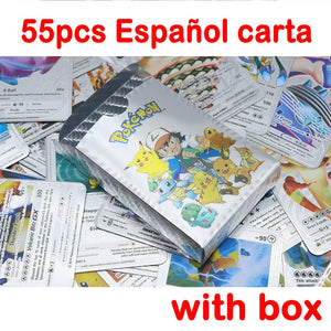Pokemon Metal Card Spanish Box Gold Black Golden Letters Silver English Vmax Gx Collection Charizard Pikachu Cards Pack Toy Gift