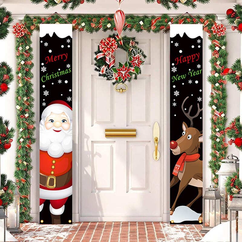 Christmas Couplet Santa Claus Snowman Decoration Oxford Cloth Couplet Support To Make Pictures House Decor Chrismas Supplies