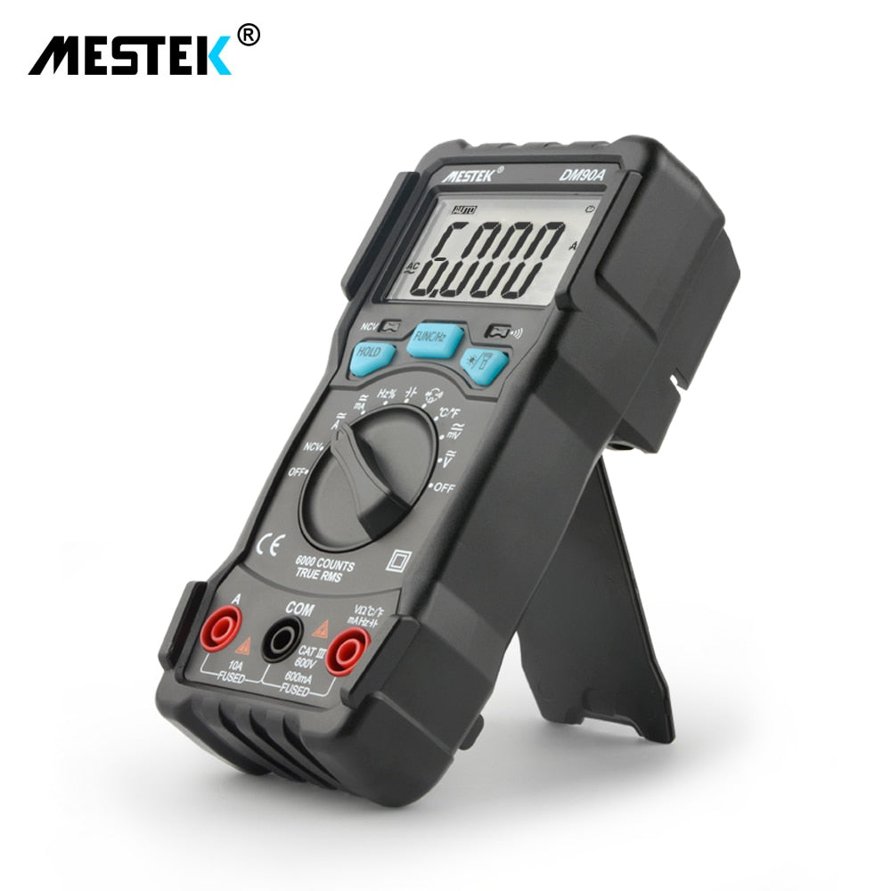 Mestek DM90A Digital Multimeter Auto Range T-RMS DC AC Voltage Current Capacitance Ohm Diode multimetro Temperature Multimeter
