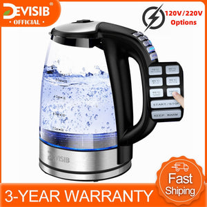DEVISIB 2.0L Electric Kettle with Temperature Control Smart Tea Coffee Water Heater Teapot Cordless Kitchen Appliances 120V/220V