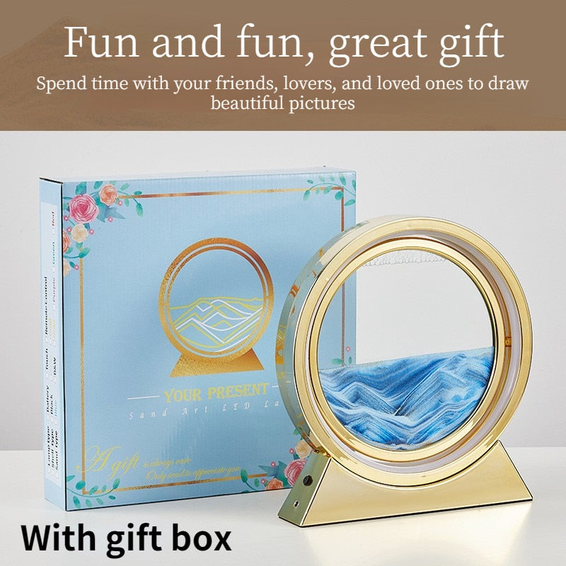 3D Hourglass LED Lamp Quicksand Moving Sand Art Sand Scene Dynamic Living Room Decoration Accessories Modern Home Decor Gift