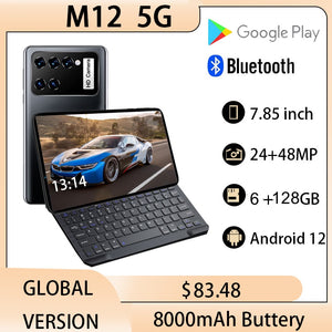 M12 Pad Tablet Android12 WPS Office 8 Inch 6GB RAM 128GB ROM 48MP 5G Deca Core Dual Sim GPS Send Keyboard Google Play Tablette