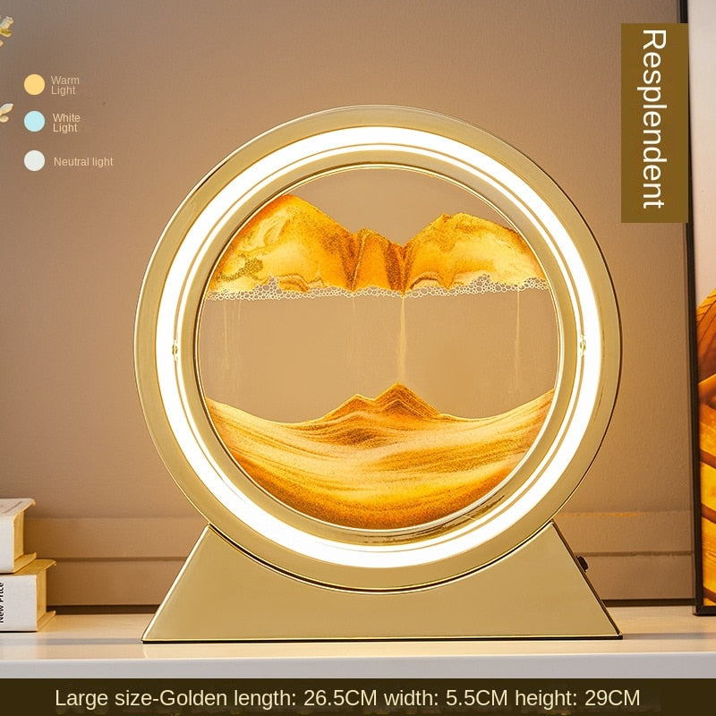 3D Hourglass LED Lamp Quicksand Moving Sand Art Sand Scene Dynamic Living Room Decoration Accessories Modern Home Decor Gift