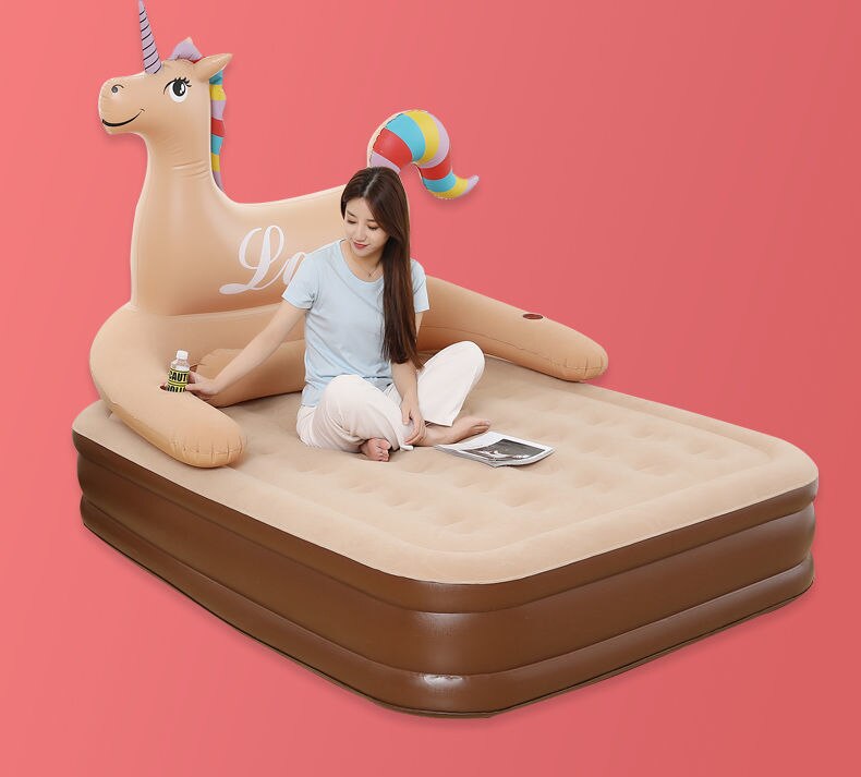 Unicorn double raised inflatable mattress household convenient air cushion bed outdoor tent thickened couple lazy mattress
