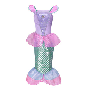 Disney Girl Princess Little Mermaid Ariel Dress Kids Cosplay Costume Children Carnival Birthday Party Clothes Summer Dress Girls
