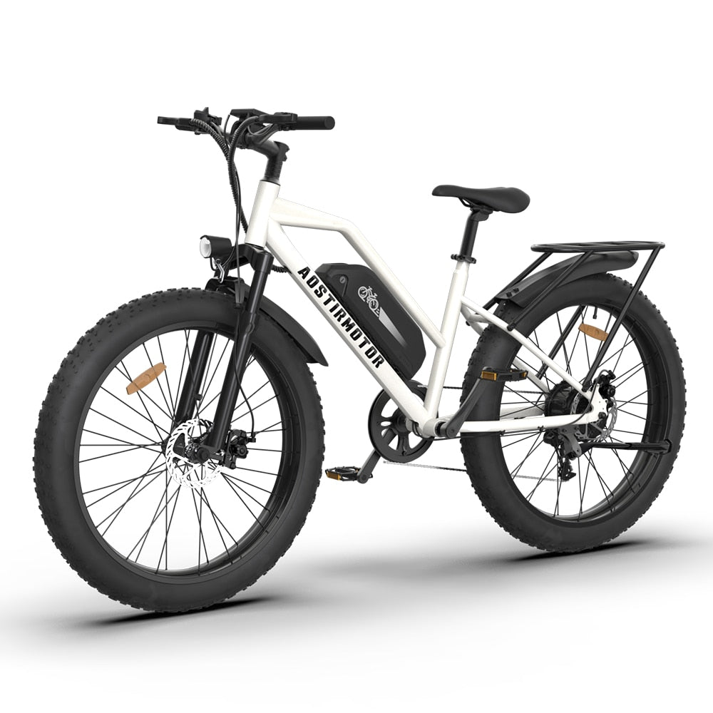 AOSTIRMOTOR S07-B Ebike 750W Motor 48V 13Ah Battery Electric Bike Beach Bicycle 26In 4.0 Fat Tire Mountain Bike With Rear Shelf