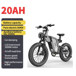 EKX X20 Electric Bike Mountain Moped Ebike 20 Inch Fat Tire 2000W 48V 30AH Men&#39;s Road EBike Electric Bicycle For Adults E Bikes