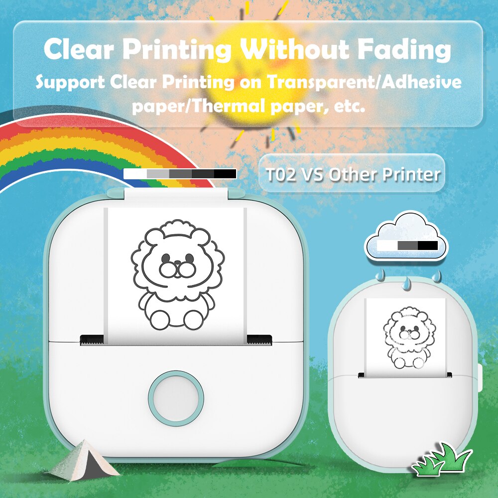 Phomemo T02 Portable Mini Wireless Thermal Pocket Printer Self-adhesive Stickers Use for DIY,Journal Sticker impresora portátil