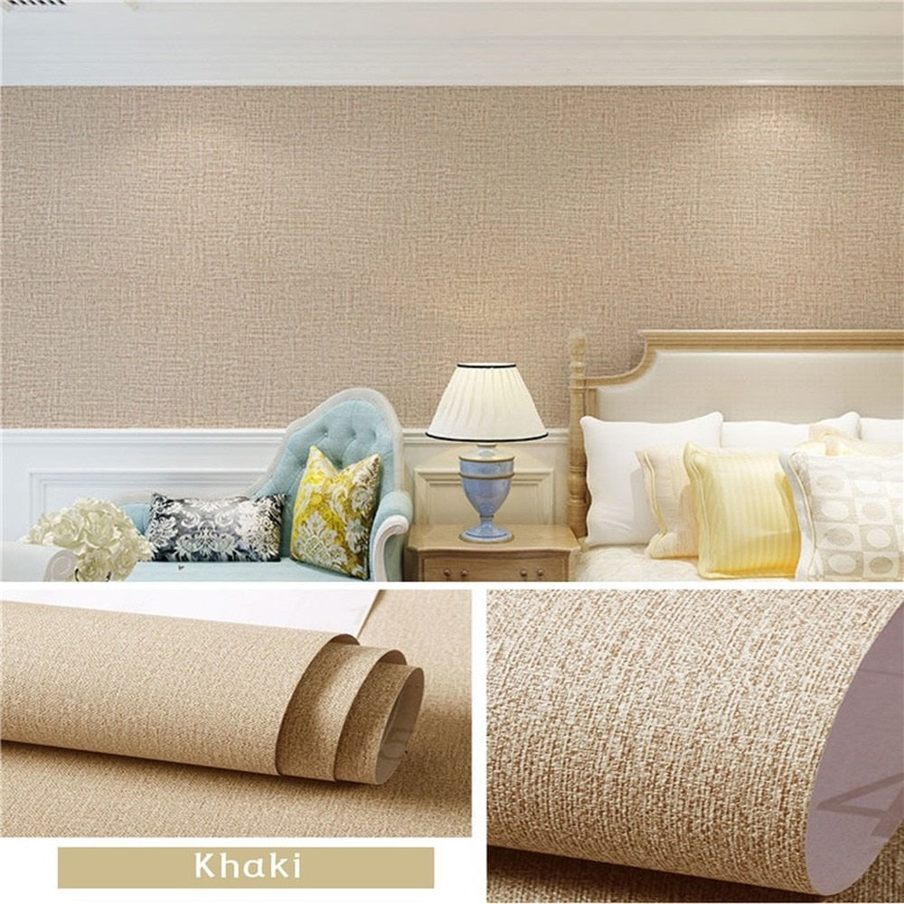 Cloth Wallpaper Self Adhesive  PVC Plain Living Room Linen  Renovation Sticker TV Background Vinyl Contact Paper Home Decor