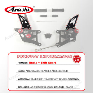 Arashi Spare Parts Adjustable Rearsets Replacement Shift Linkage Lever Gear Selector Motorcycle Footrest Spare Parts Foot Pegs