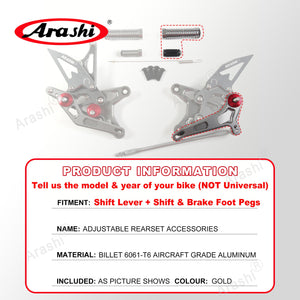 Arashi Spare Parts Adjustable Rearsets Replacement Shift Linkage Lever Gear Selector Motorcycle Footrest Spare Parts Foot Pegs