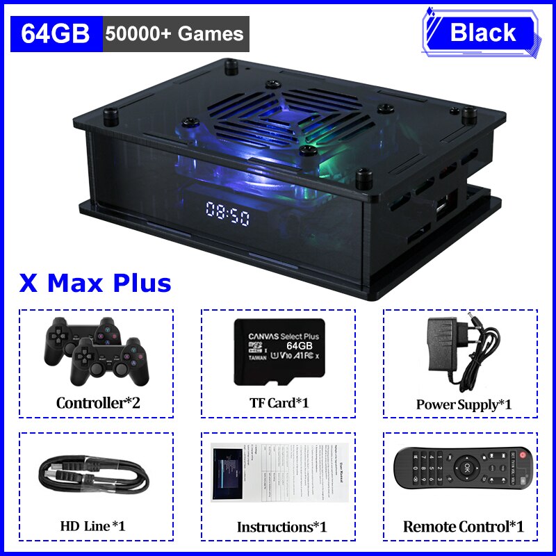 Super Console X Max Plus Dual System Wifi 8K HD Retro TV Video Game Player S905X3 CPU 65000+ Games 60+ Emulator  For PS1/PSP/N64