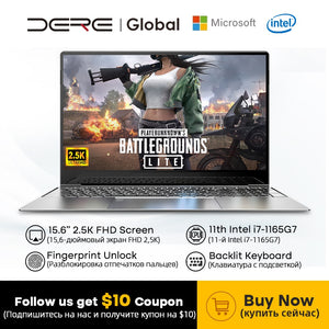 Dere Laptop V9 Max 15.6" 16GB RAM 1T SSD 11th Gen Intel Core i7 2.5K IPS Screen Windows Notebook Backlit Keyboard pc Computer