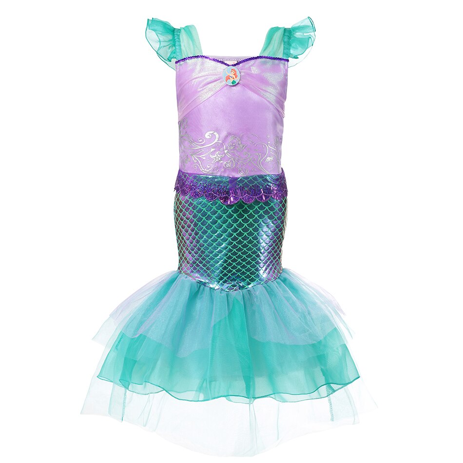 Disney Girl Princess Little Mermaid Ariel Dress Kids Cosplay Costume Children Carnival Birthday Party Clothes Summer Dress Girls