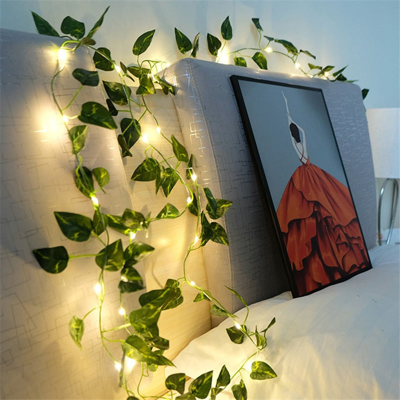 Artificial Leaf Flower 10m 5m Led String Lights Garland Fairy Lights Decor Wedding Garden DIY Christmas Lights Home Decoration