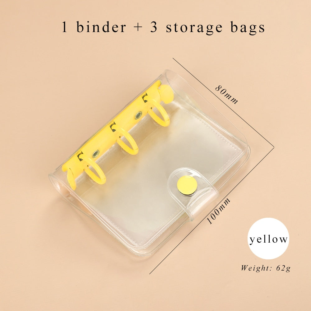 JIANWU Creative Cute Transparent 3 ring Mini Loose-leaf Hand Book Student Portable Notebook ring binder Kawaii School Supplies