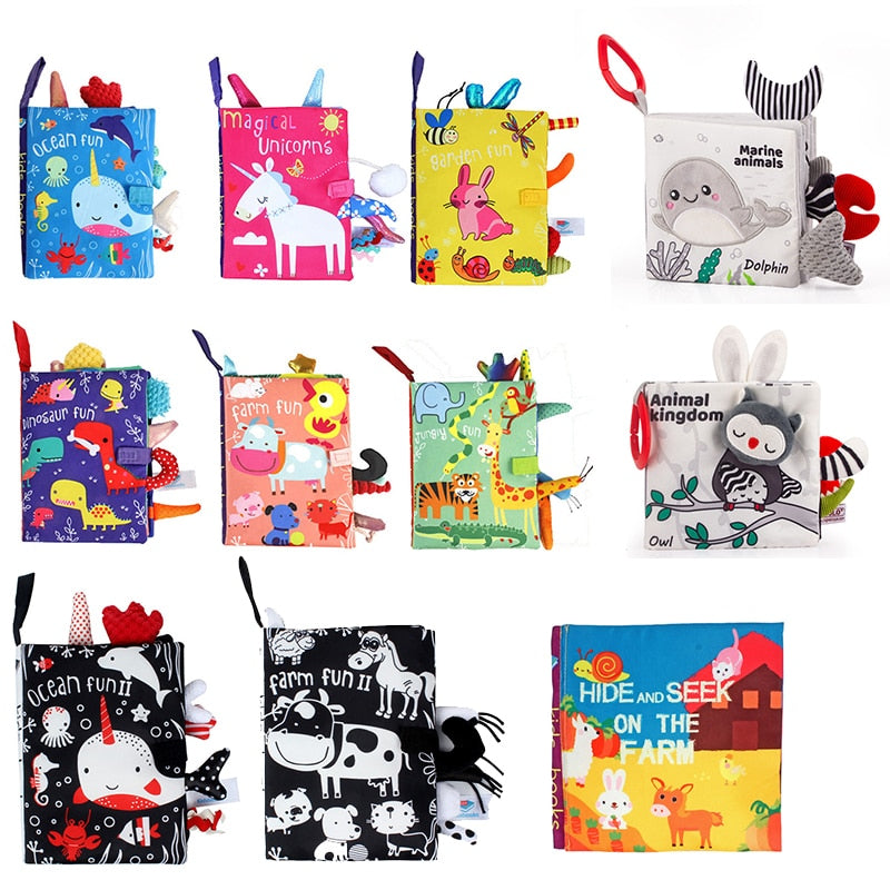 Kidsbooks Baby Early Learning Tearing Tail Cloth Book Parent-child Interactive Sound Paper Puzzle Cloth Book Toy