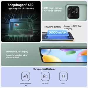 Global Version Xiaomi Redmi 10C 4GB 64GB / 4GB 128GB Smartphone Snapdragon 680 Octa Core 6.71" Display 50MP Rear Camera 5000mAh