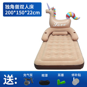 Unicorn double raised inflatable mattress household convenient air cushion bed outdoor tent thickened couple lazy mattress
